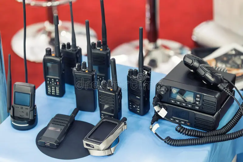 GMRS handheld radios on a table