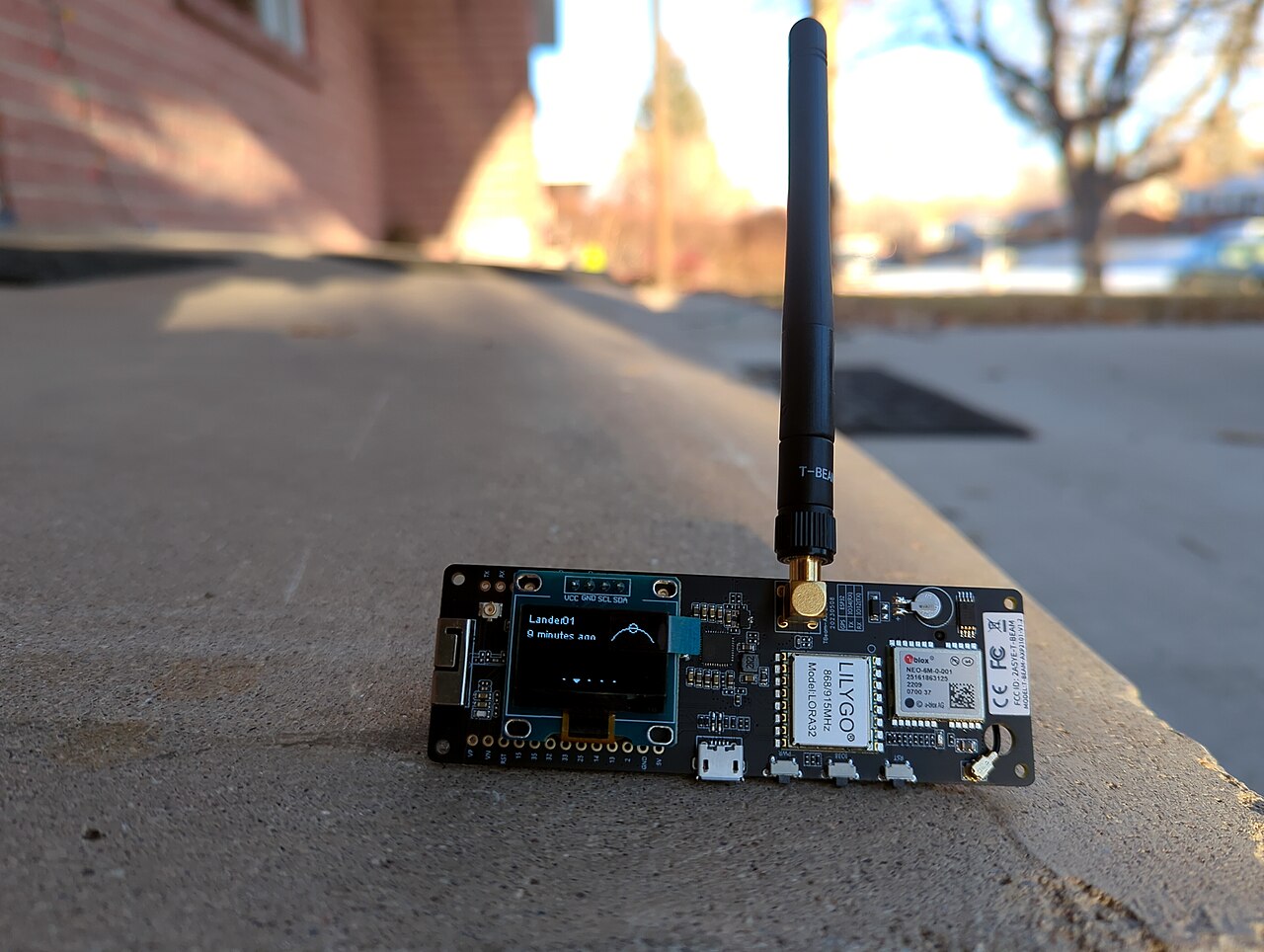 Small LoRa antenna connected to a Meshtastic node